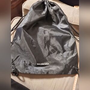 Balenciaga Nylon Black Drawstring Bag Lightweight Authentic